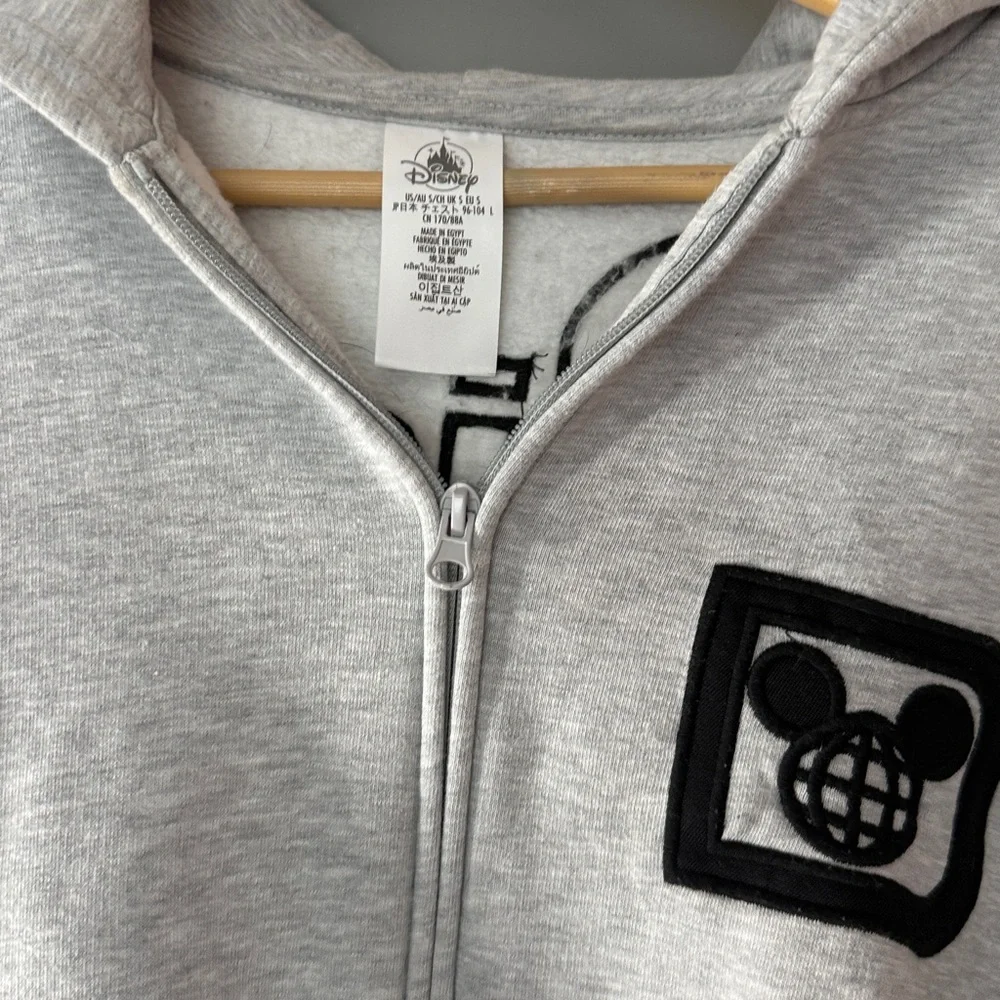 Disney Light Gray Zip Hoodie with Black Graphics - Picture 2 of 3
